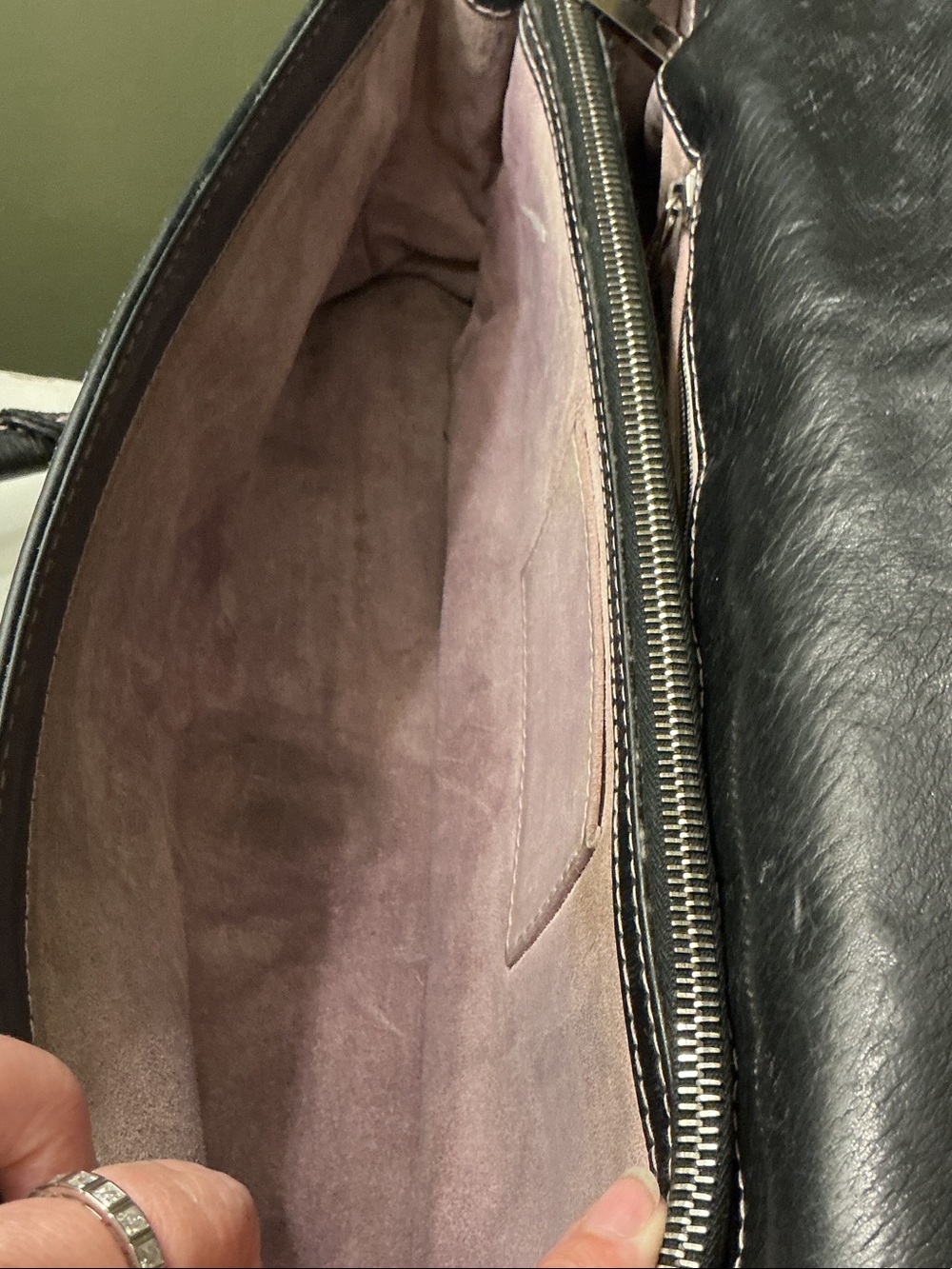 Marc Jacobs Vintage Black Leather Double-Handle Shoulder Bag Pink Stitching - Picture 6 of 13